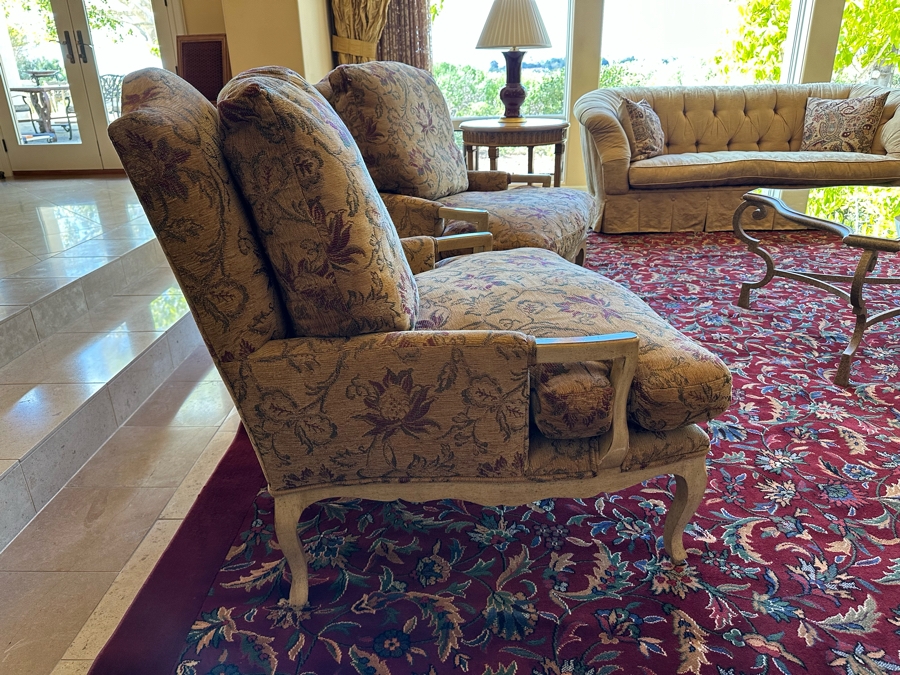 Pair Of Grand Upholstered Down Designer Armchairs 36W X 42D X 40H [Photo 4]
