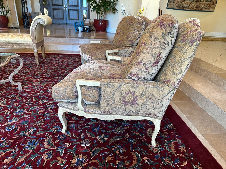Pair Of Grand Upholstered Down Designer Armchairs 36W X 42D X 40H [Photo 5]