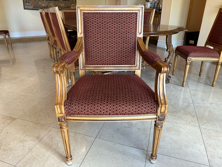 Grand Solid Wood Plank Top Dining Table 10'L X 49'W X 30.5'H With A Set Of Twelve Elegant Dining Chairs [Photo 15]