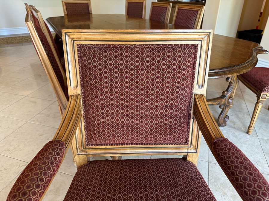 Grand Solid Wood Plank Top Dining Table 10'L X 49'W X 30.5'H With A Set Of Twelve Elegant Dining Chairs [Photo 17]