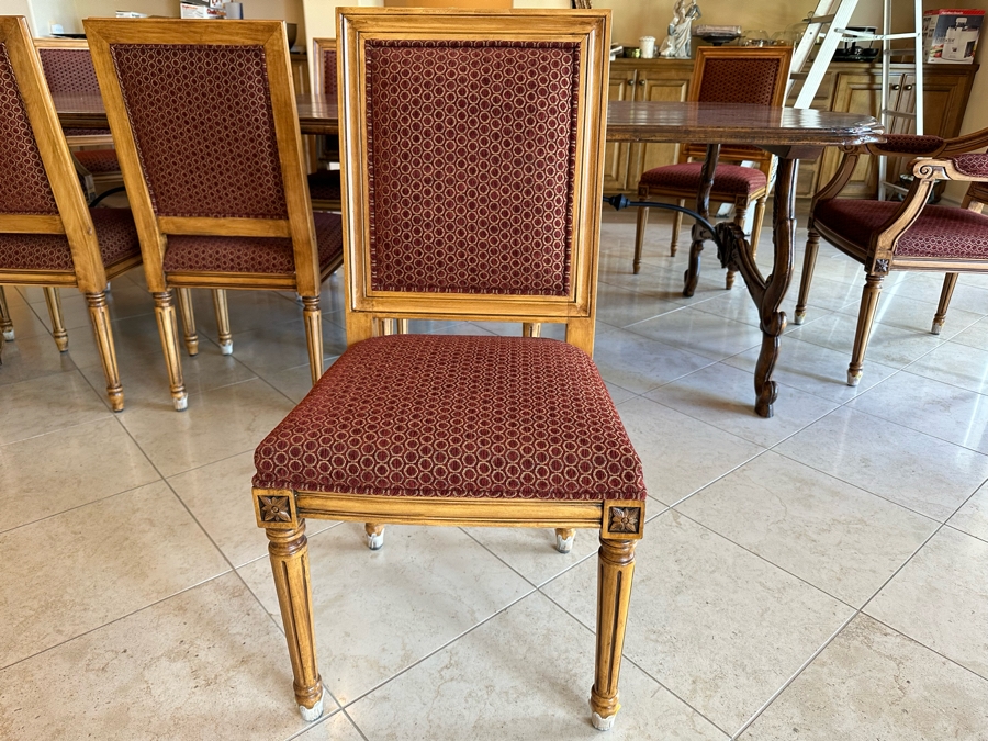 Grand Solid Wood Plank Top Dining Table 10'L X 49'W X 30.5'H With A Set Of Twelve Elegant Dining Chairs [Photo 18]
