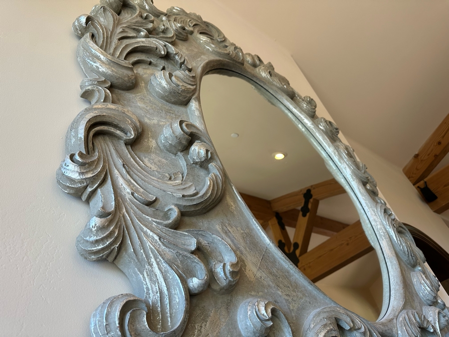 Grand Ornate Silver Wall Mirror Lightweight Composite Material 54W X 64H [Photo 6]