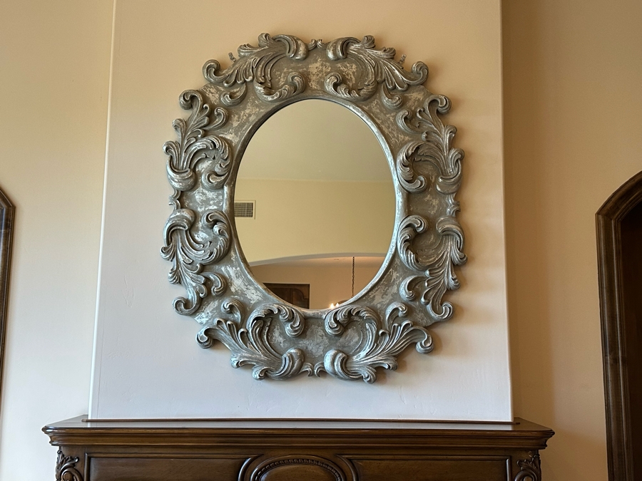 Grand Ornate Silver Wall Mirror Lightweight Composite Material 54W X 64H [Photo 2]