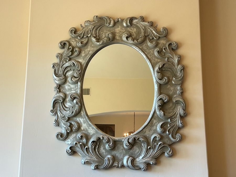 Grand Ornate Silver Wall Mirror Lightweight Composite Material 54W X 64H [Photo 1]