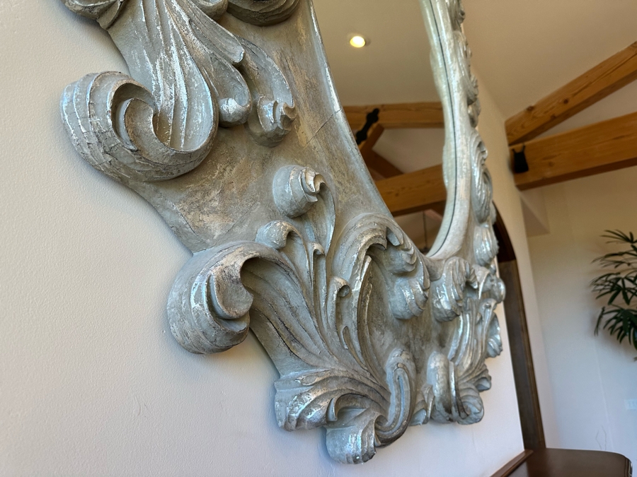 Grand Ornate Silver Wall Mirror Lightweight Composite Material 54W X 64H [Photo 5]