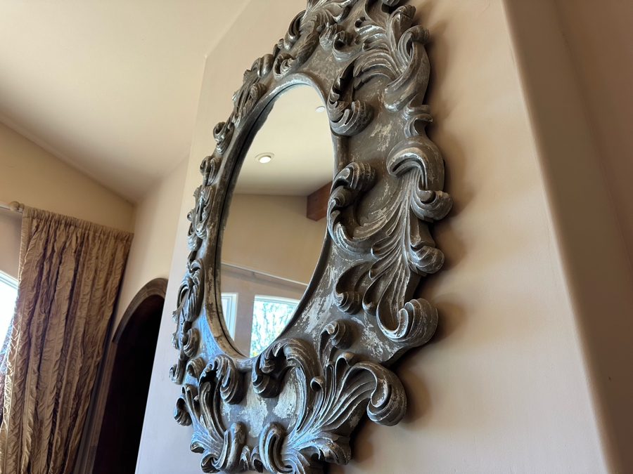 Grand Ornate Silver Wall Mirror Lightweight Composite Material 54W X 64H [Photo 7]