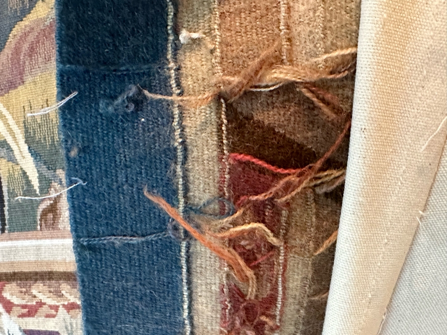 Impressive French Tapestry Wall Hanging With Metal Display Rod 85W X 73H [Photo 10]