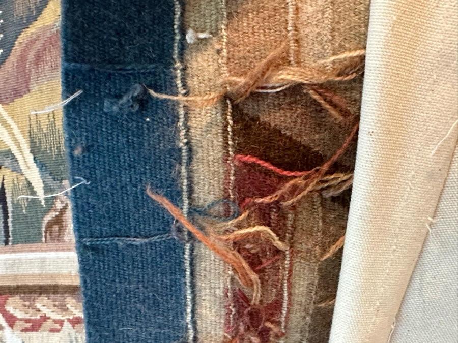 Impressive French Tapestry Wall Hanging With Metal Display Rod 85W X 73H [Photo 11]