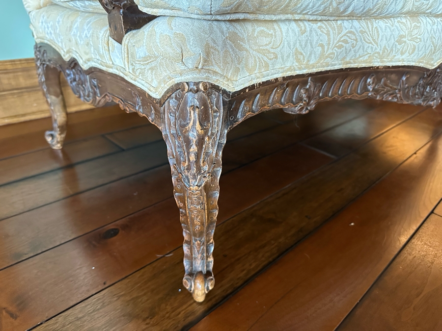 Antique Intricately Carved Sofa Settee (One Back Leg Has Been Repaired) 53W X 33D X 38H [Photo 5]