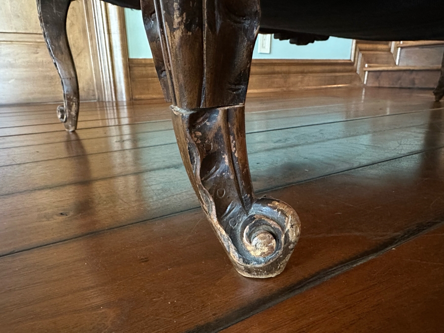 Antique Intricately Carved Sofa Settee (One Back Leg Has Been Repaired) 53W X 33D X 38H [Photo 11]