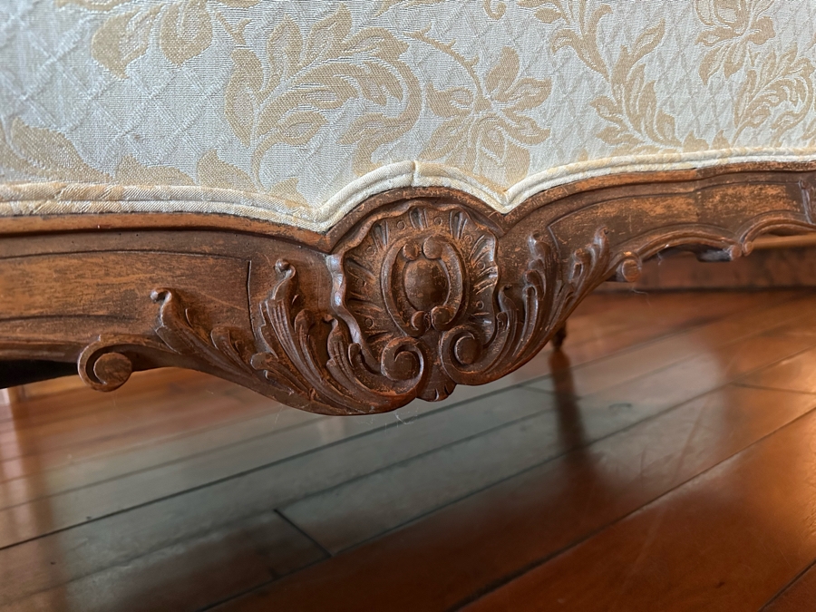 Antique Intricately Carved Sofa Settee (One Back Leg Has Been Repaired) 53W X 33D X 38H [Photo 12]