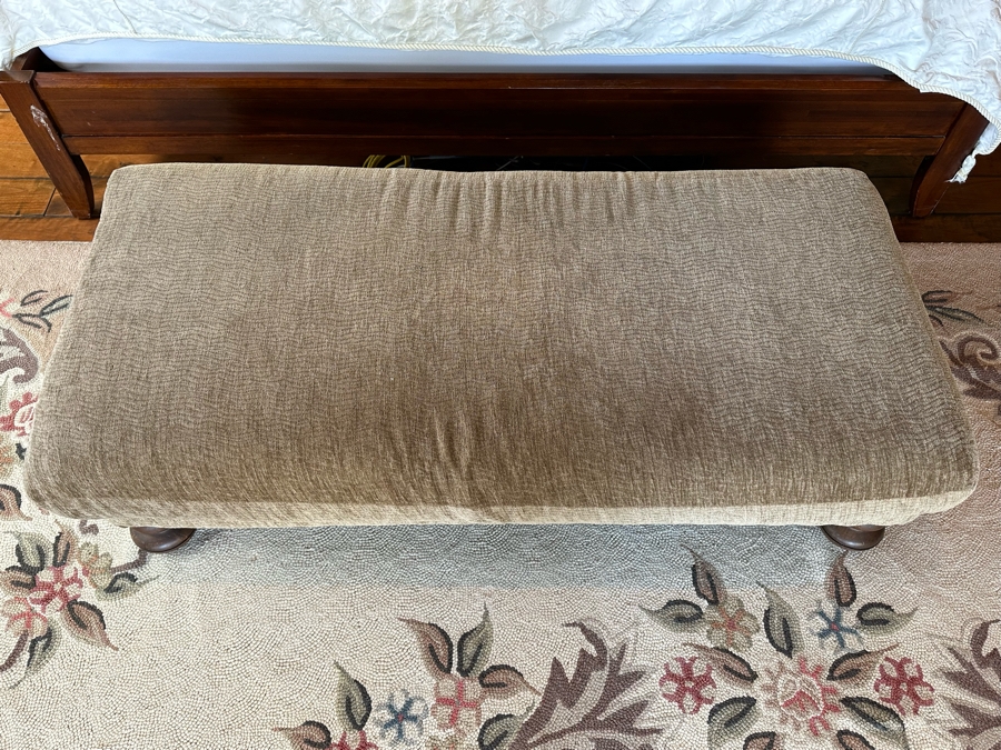Upholstered Ottoman With Brass Nailhead Trim 53W X 26D X 17H [Photo 2]