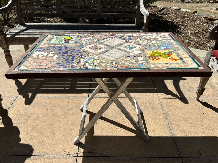 Stunning Artisan Mosaic Top Table 36W X 24D X 24.5H [Photo 3]
