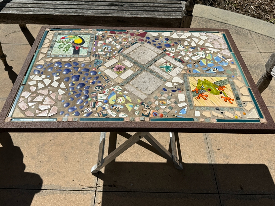 Stunning Artisan Mosaic Top Table 36W X 24D X 24.5H [Photo 2]