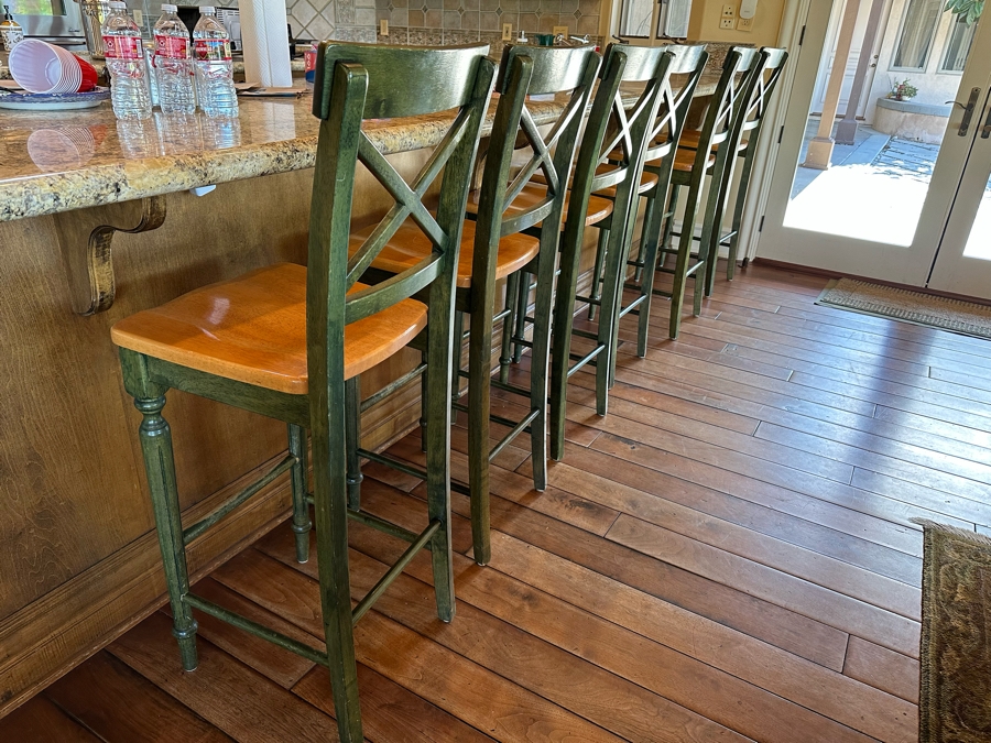 Set Of Six Wooden Barstools From Pier 1 Imports 16W X 16D X 46H Seat Height 29H [Photo 4]