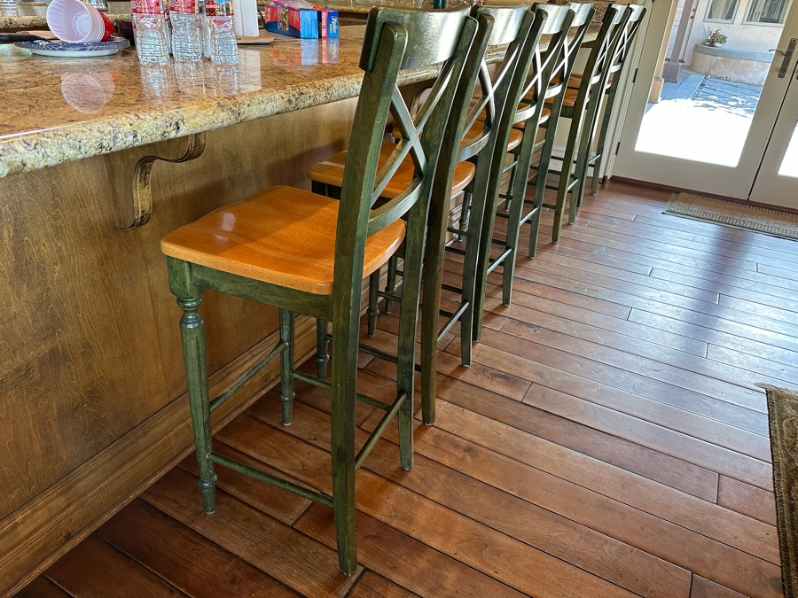 Set Of Six Wooden Barstools From Pier 1 Imports 16W X 16D X 46H Seat Height 29H [Photo 6]