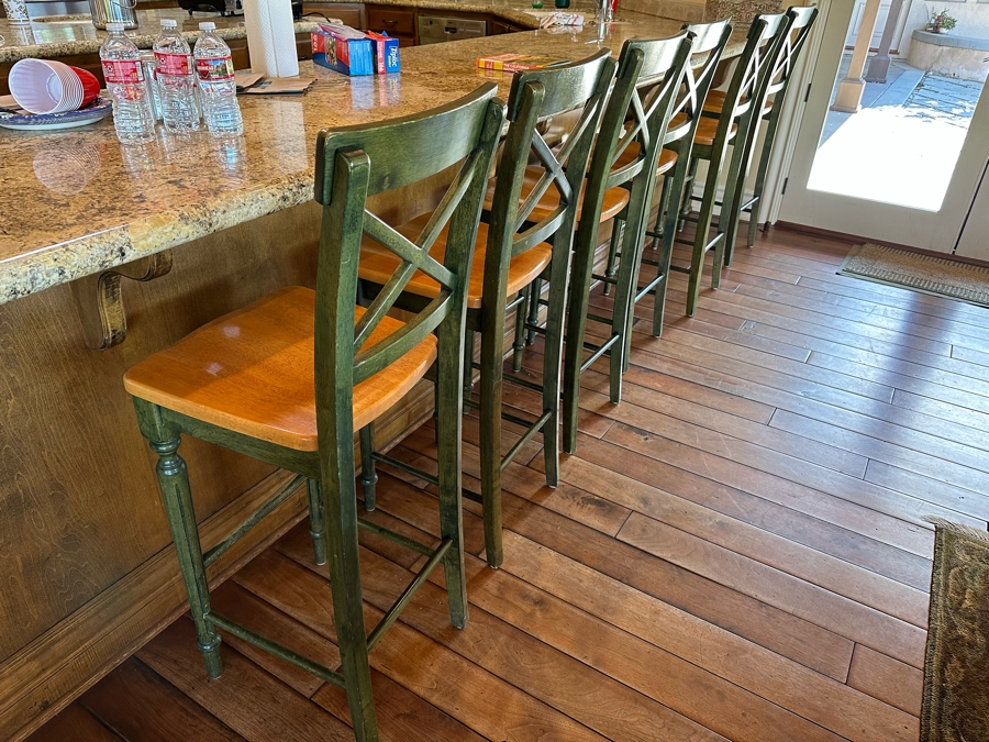 Set Of Six Wooden Barstools From Pier 1 Imports 16W X 16D X 46H Seat Height 29H [Photo 5]