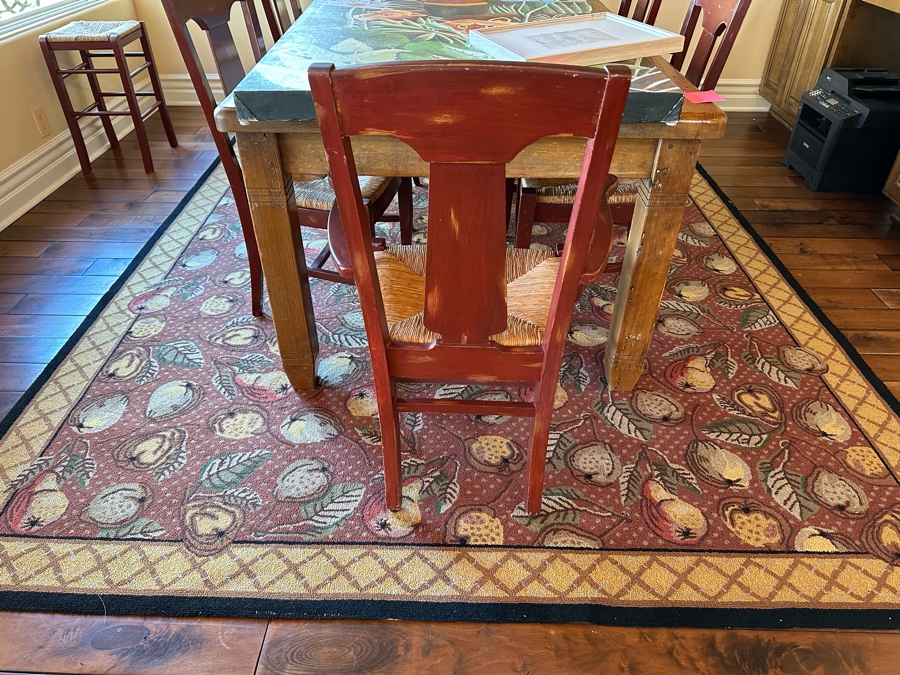 Hooked Area Rug With Fruit Motif 8' X 11' [Photo 6]