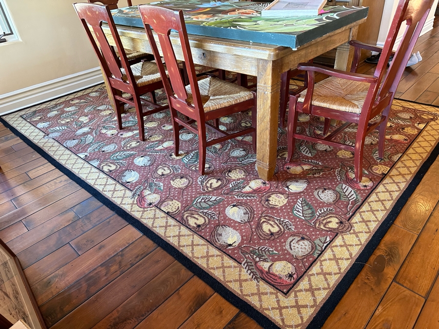Hooked Area Rug With Fruit Motif 8' X 11' [Photo 1]