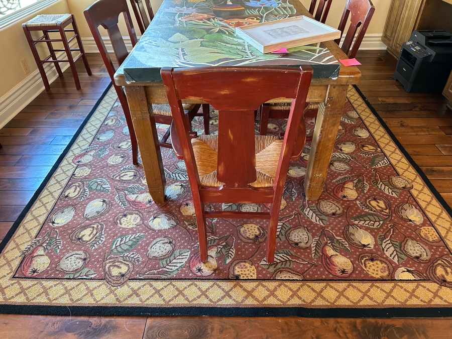 Hooked Area Rug With Fruit Motif 8' X 11' [Photo 5]