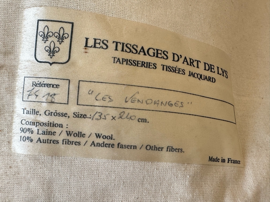 Impressive French Tapestry Grape Harvest Les Tissages D’Art De Lys Tapisseries Tissees Jacquard “Les Vendanges” 53” X 82” [Photo 10]