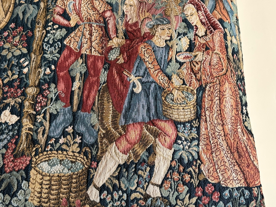 Impressive French Tapestry Grape Harvest Les Tissages D’Art De Lys Tapisseries Tissees Jacquard “Les Vendanges” 53” X 82” [Photo 8]