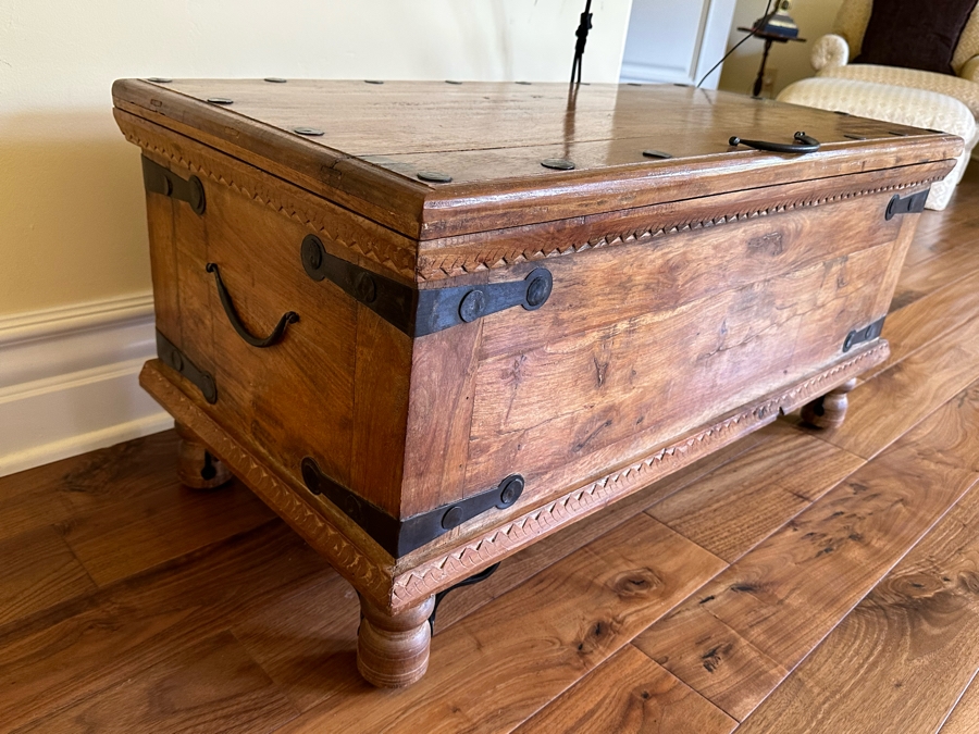 Wooden Trunk With Metal Hardware 38W X 19D X 18.5H [Photo 7]