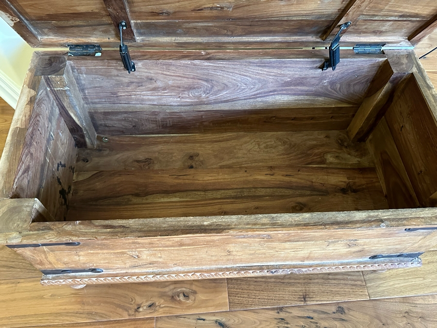 Wooden Trunk With Metal Hardware 38W X 19D X 18.5H [Photo 4]