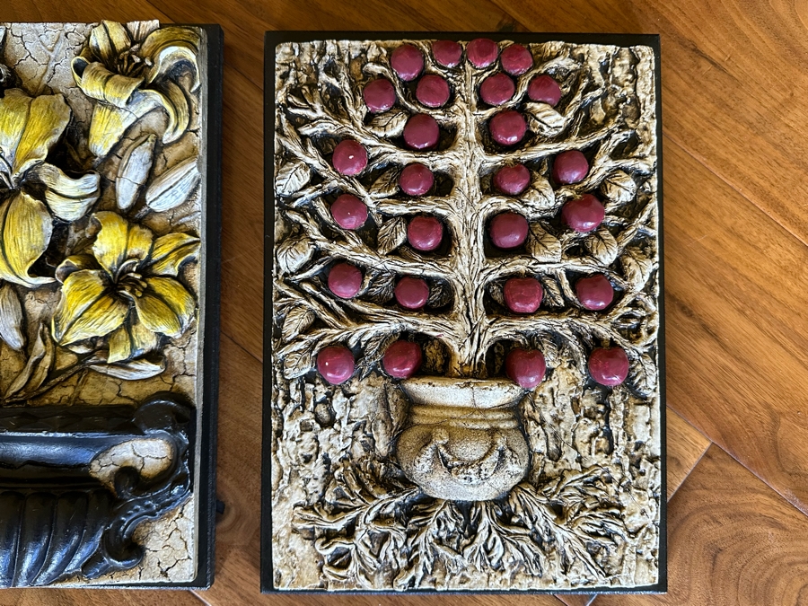 Pair Of Dimension Detail Design 3D Collectibles Artifacts Wall Plaque Artist Signed Each 9W X 12H X 1.5D [Photo 5]