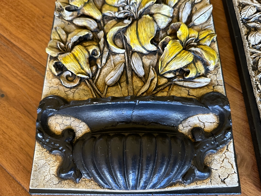 Pair Of Dimension Detail Design 3D Collectibles Artifacts Wall Plaque Artist Signed Each 9W X 12H X 1.5D [Photo 8]