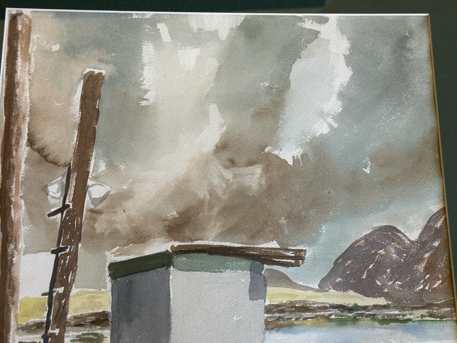 Original Boats On The Dock Watercolor Painting 14 X 20.5 Framed 21 X 27 [Photo 6]