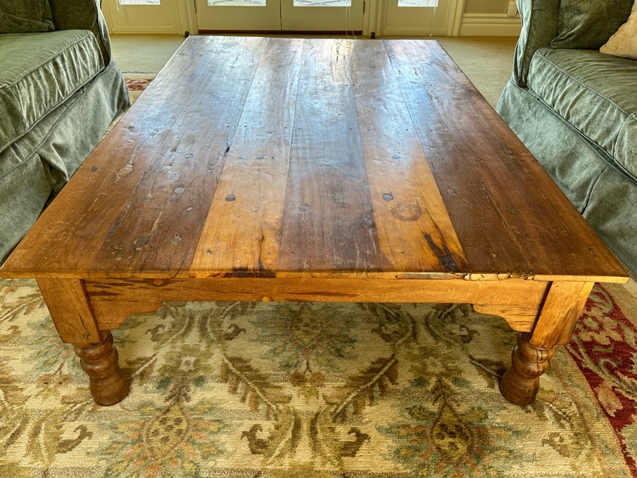 Large Wooden Coffee Table With Drawer 6'W X 4'D X 18H [Photo 3]