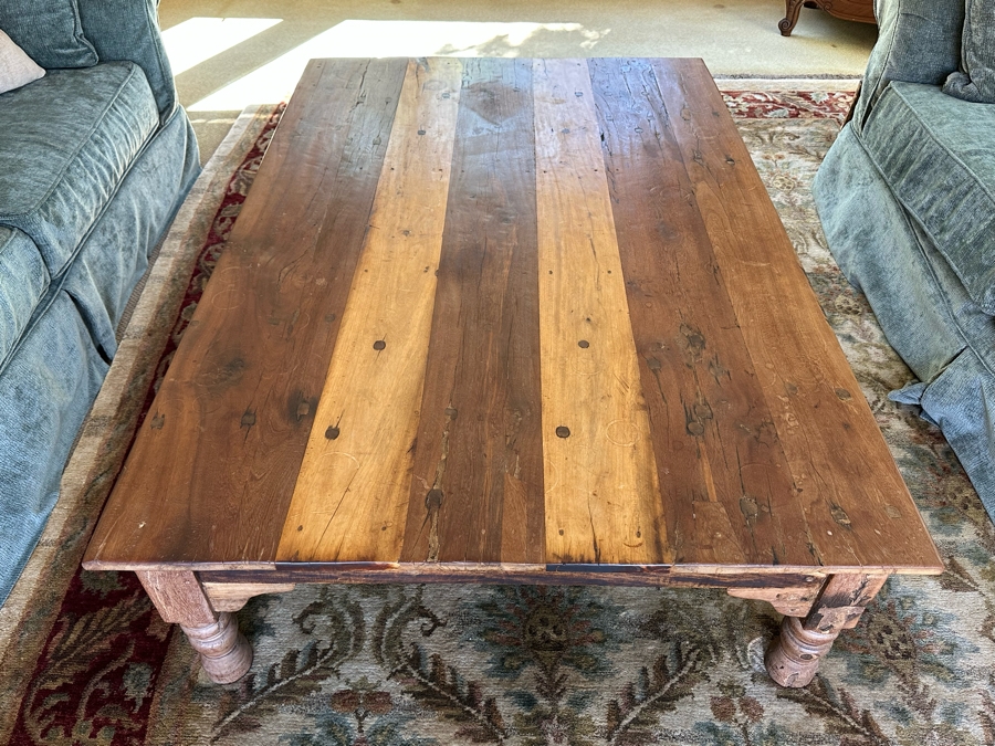 Large Wooden Coffee Table With Drawer 6'W X 4'D X 18H [Photo 2]