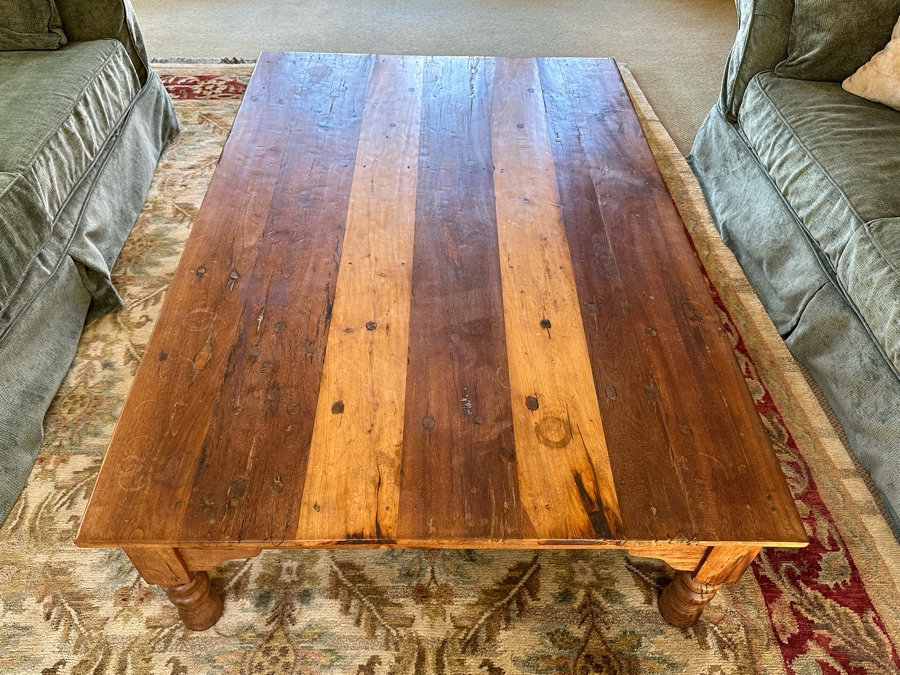 Large Wooden Coffee Table With Drawer 6'W X 4'D X 18H [Photo 1]