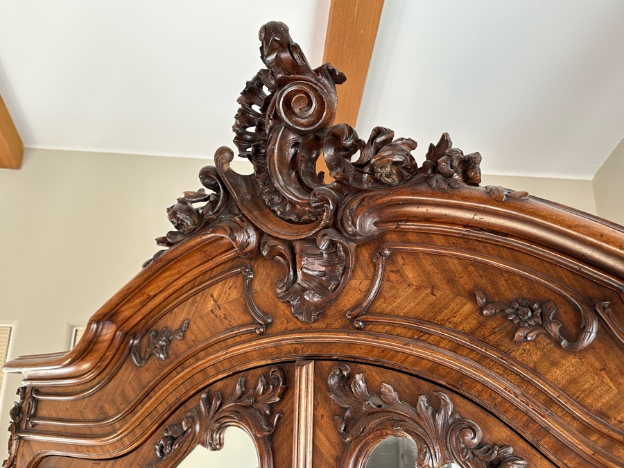 Impressive Antique French Carved Walnut Double Door Armoire 60W X 20D X 106H [Photo 5]