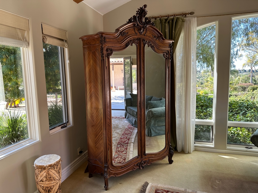 Impressive Antique French Carved Walnut Double Door Armoire 60W X 20D X 106H [Photo 10]