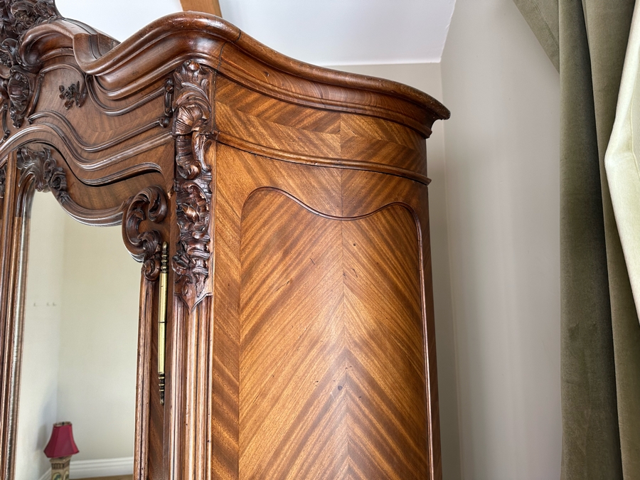 Impressive Antique French Carved Walnut Double Door Armoire 60W X 20D X 106H [Photo 13]