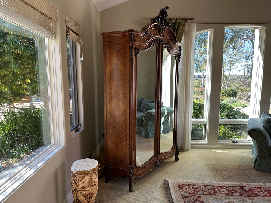 Impressive Antique French Carved Walnut Double Door Armoire 60W X 20D X 106H [Photo 9]