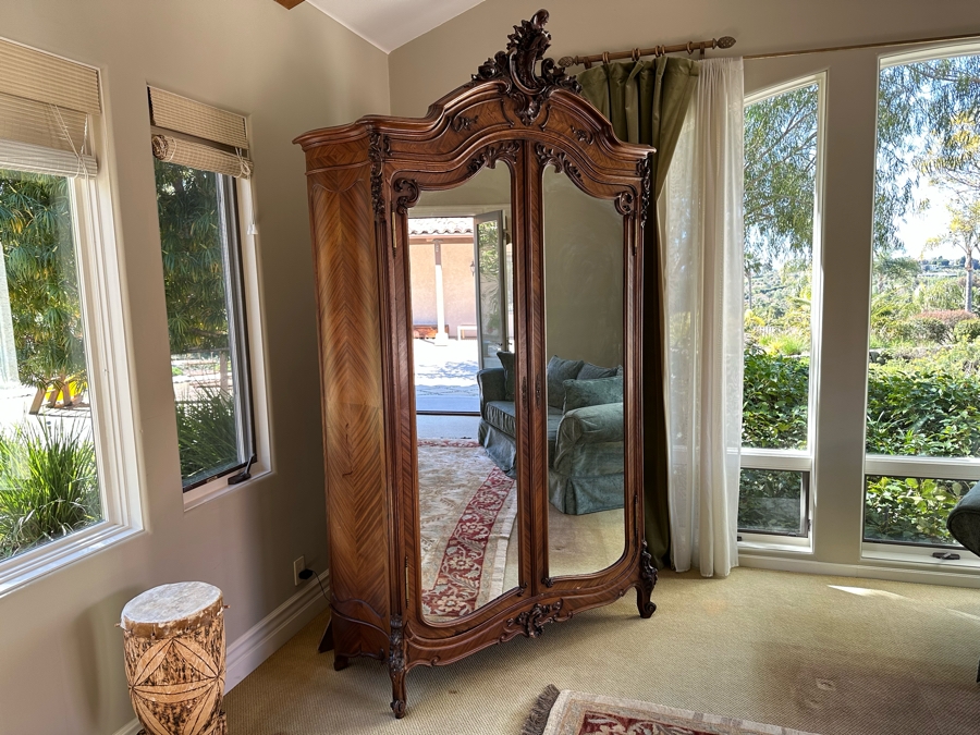 Impressive Antique French Carved Walnut Double Door Armoire 60W X 20D X 106H [Photo 11]