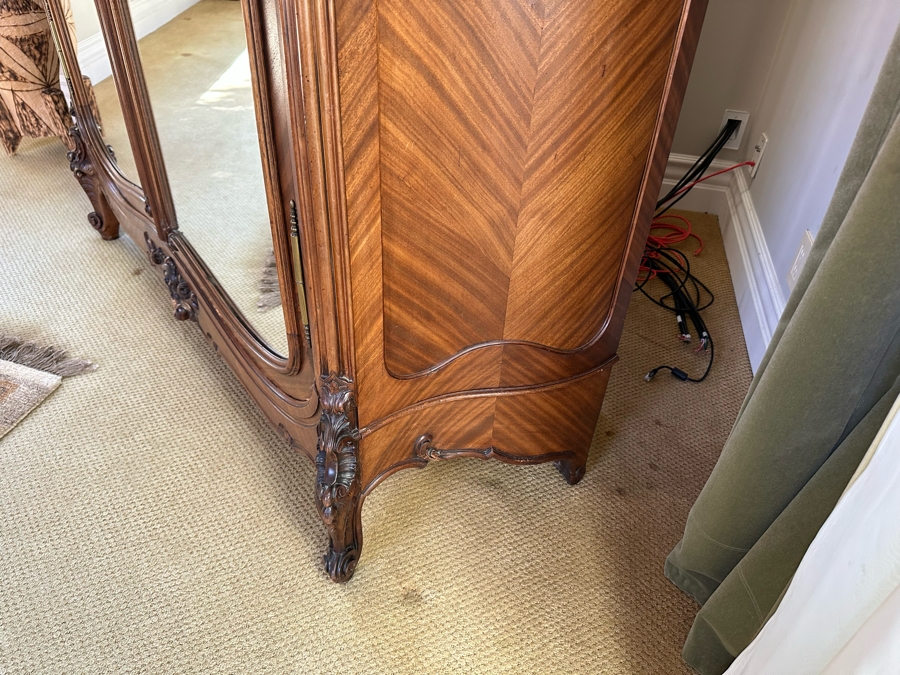 Impressive Antique French Carved Walnut Double Door Armoire 60W X 20D X 106H [Photo 12]
