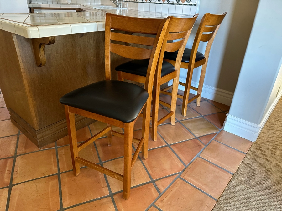 Three Wooden Barstools 19W X 18D X 41H Seat Height 24H [Photo 4]