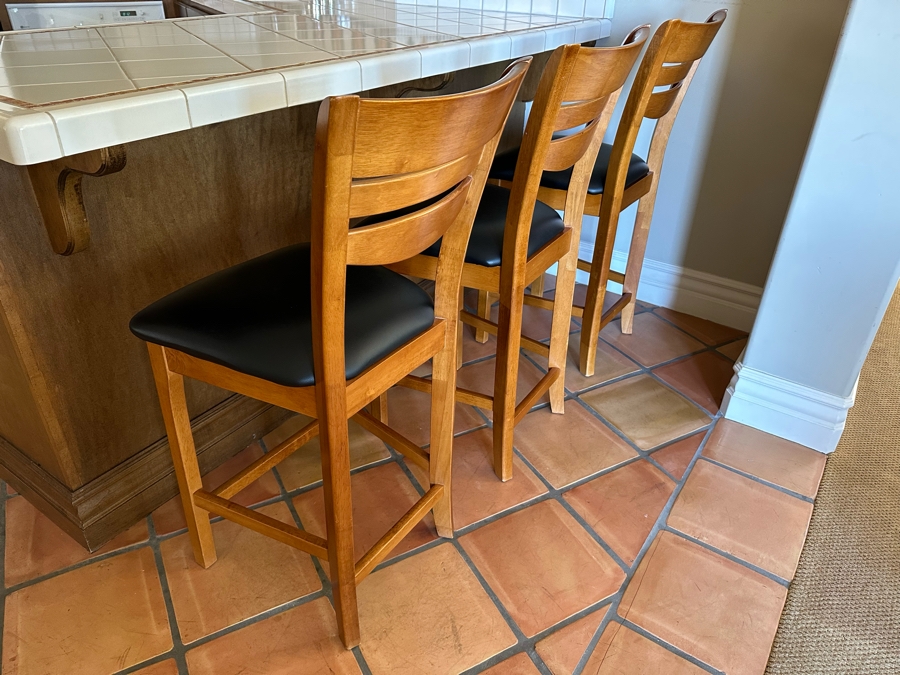 Three Wooden Barstools 19W X 18D X 41H Seat Height 24H [Photo 3]