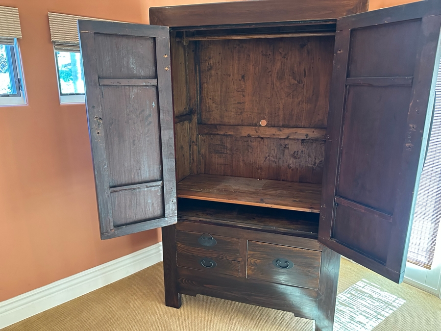 Wooden Chinoiserie Armoire Cabinet 43W X 24D X 78.5H [Photo 8]