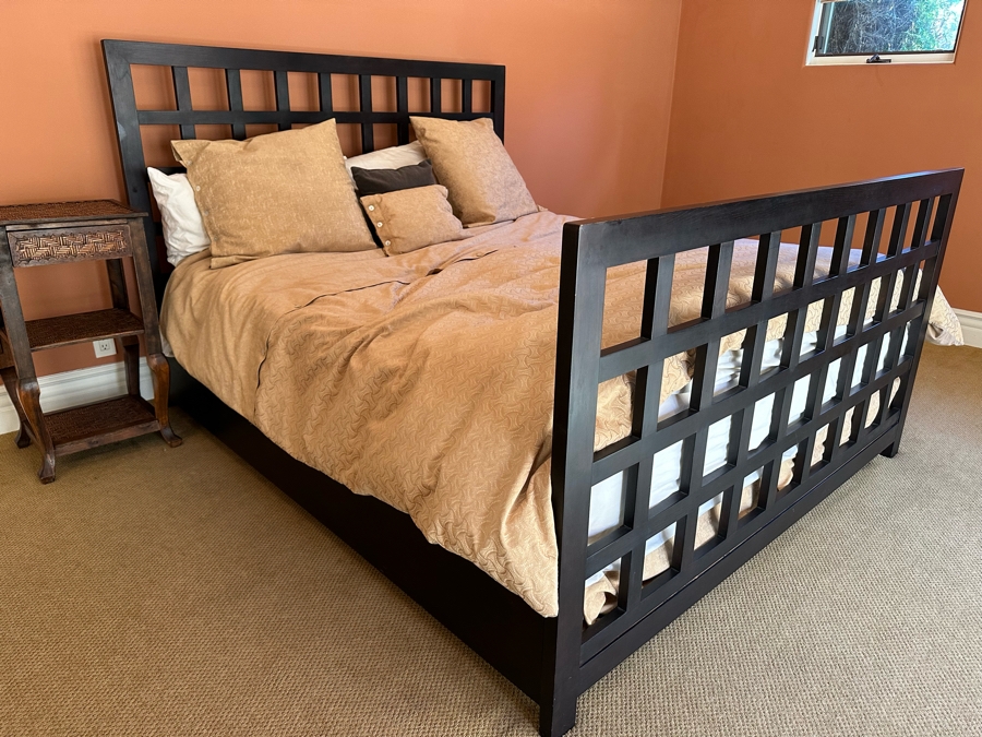 Black Wooden Cal King Bed Frame (Mattress & Bedding Not Included) 76W X 88D X 55H