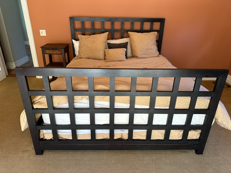 Black Wooden Cal King Bed Frame (Mattress & Bedding Not Included) 76W X 88D X 55H [Photo 2]