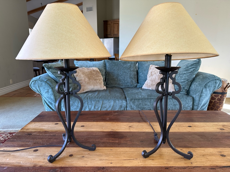 Pair Of Metal Table Lamps 32H