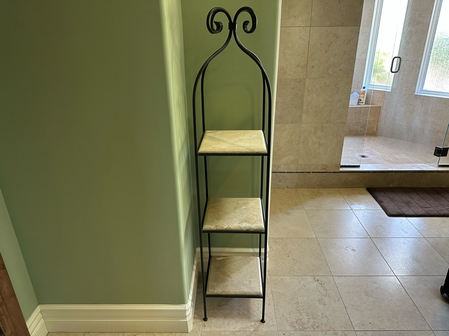 Metal Shelf With Three Marble Shelves 13.5W X 13.5D X 62H [Photo 3]