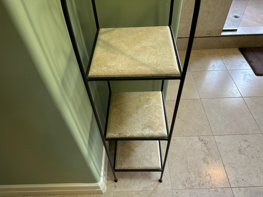 Metal Shelf With Three Marble Shelves 13.5W X 13.5D X 62H [Photo 4]