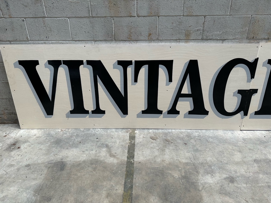 Huge Hand-Painted 4-Panel Wooden Storefront Sign 'Vintage Decor Antiques' With Fleur-de-lis Each Panel Measures [Photo 4]