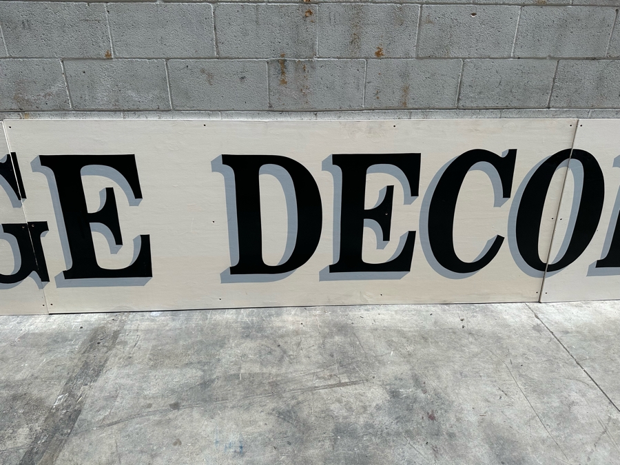 Huge Hand-Painted 4-Panel Wooden Storefront Sign 'Vintage Decor Antiques' With Fleur-de-lis Each Panel Measures [Photo 5]